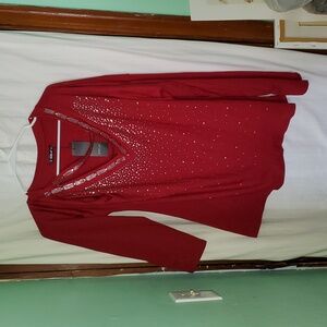 Sheilay Sparkly Bedazzled Off The Shoulder Long Sleeve Top